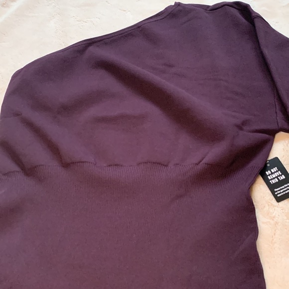 Express One Shoulder Long Sleeve Mini Sheath Sweater Dress - Picture 6 of 8